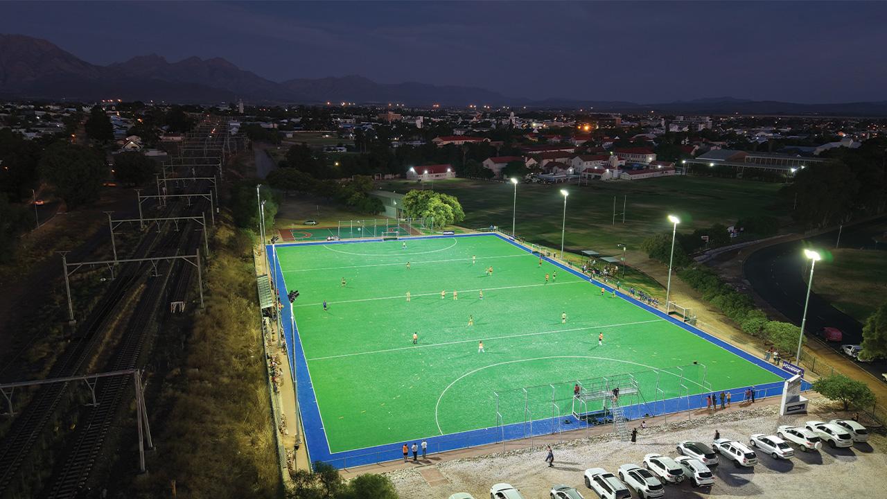 Sports lighting for supplied for Worcester Gymnasium’s Astro Hockey field
