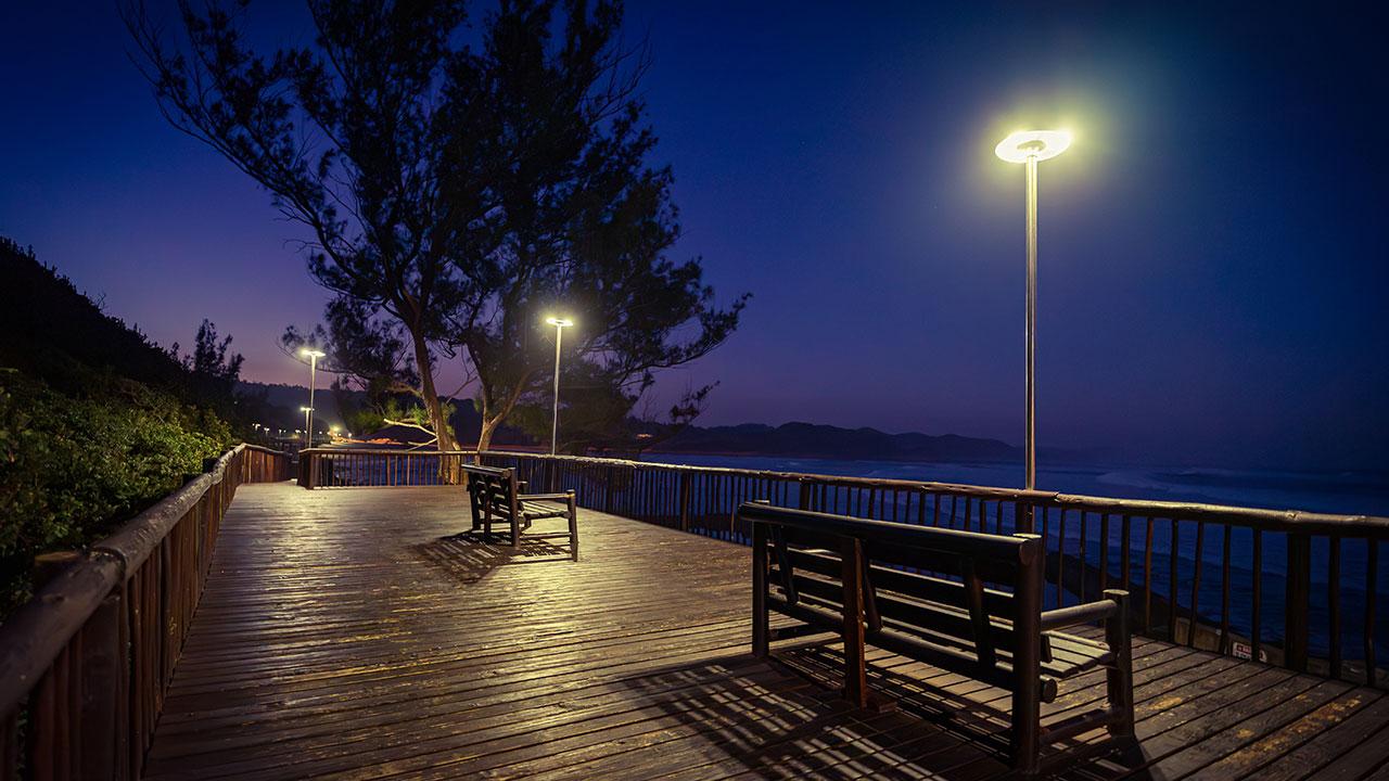 Gonubie Beachfront in the Eastern Cape was illuminated with sustainable solar post tops