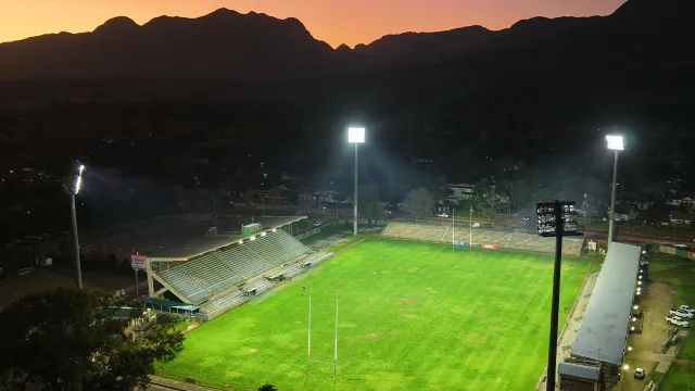 The Outeniqua Park Rugby Stadium is illuminated by smart LED lighting