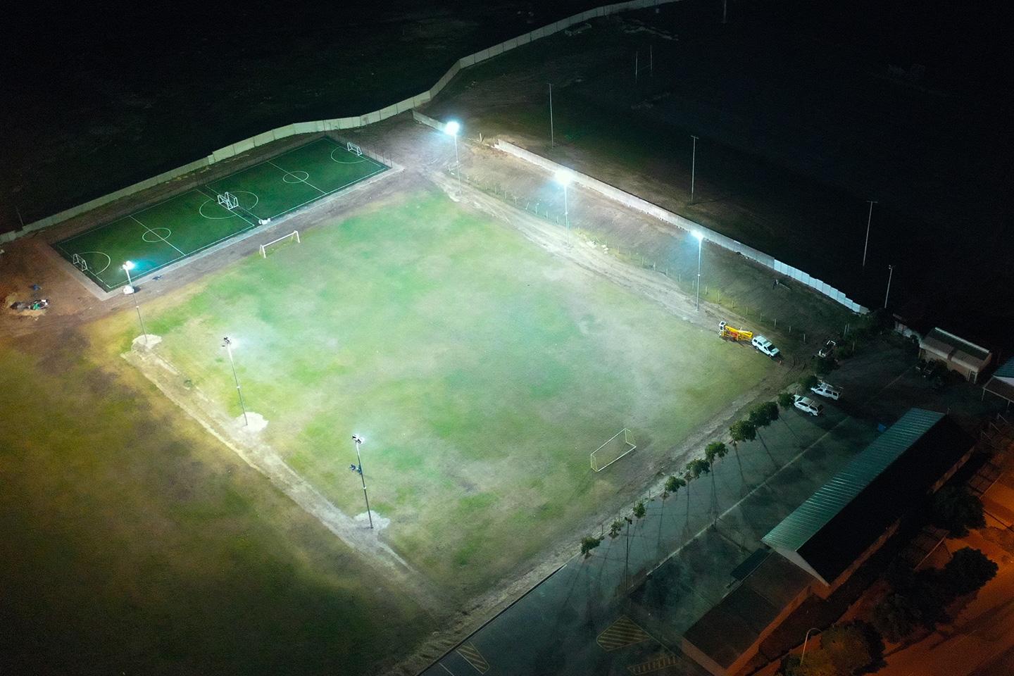 The OMNIBLAST-E illuminates the Makhaza sports field.