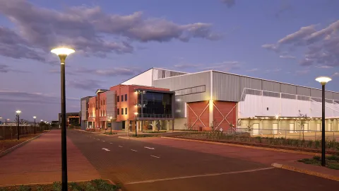 Exterior lighting solution for an office building and warehouse in Louwlardia Business Estate in Midrand, South Africa