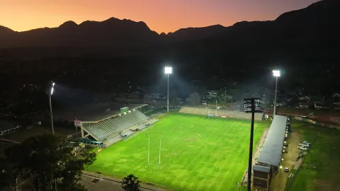 LED floodlighting for the rugby Stadium in George in Western Cape
