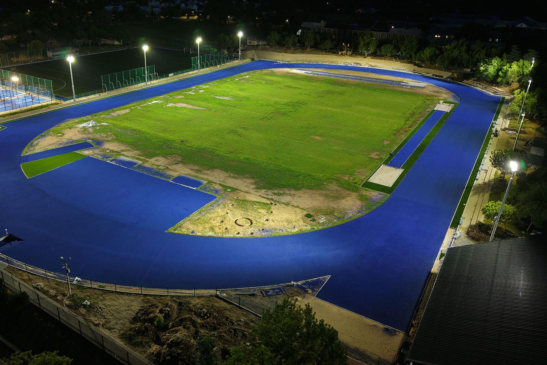 LED floodlights for a school athletics track in Stellenbosch, Western Cape